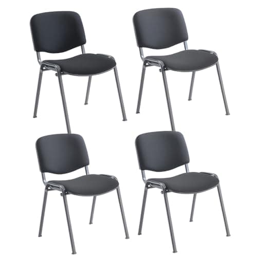 Image of Office Hippo Heavy Duty Meeting Chair, Versatile & Robust Stackable Reception Chair, Office or Conference Chair With Strong Frame & Padded Durable Seat, Up To 115kg Weight - Charcoal/Black, 4 Pack