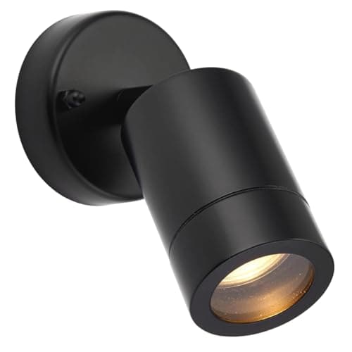 Image of National Lighting Palin Matt Black Steel External Outdoor Security GU10 Adjustable Tilt Wall Spot Light IP44 Rated