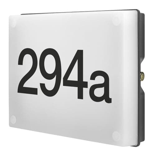 Image of Integral LED Night Sign Wall Light IP54 6w 545lm 4000K Dark Grey c/w Dusk-Dawn Sensor and self Adhesive Numbers