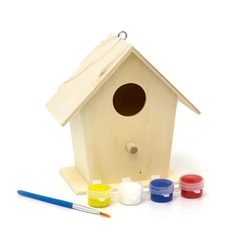 Image of Carousel Home DIY Bird House Kit | Wooden Paint Your Own Bird Box | Kids Craft Kit - 12.5cm