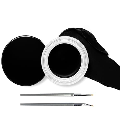 Image of Waterproof Gel Eyeliner with Smudge-Proof Formula, Long Lasting Liquid Eyeliner Makeup Set, High Eye Liner with Dual Brush for Eyebrow and Application (02#Black)