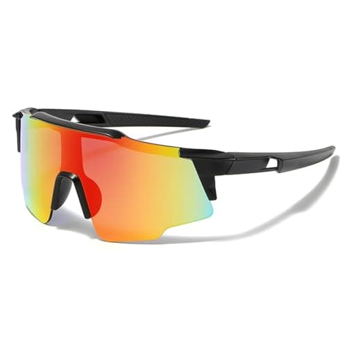 Image of LOJUDI Sports Kids Sunglasses Boys Girls - Cycling Childrens Sunglasses for UV400 Protection-Red Yellow Mirrored