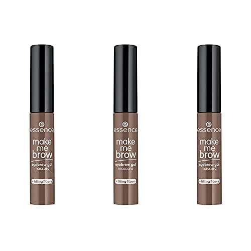 Image of essence make me BROW eyebrow gel mascara, eyebrow gel, 05, brown, defining, gel-like, vegan, no microplastic particles, nanoparticle-free, fragrance-free, pack of 3 (3x3.8ml)