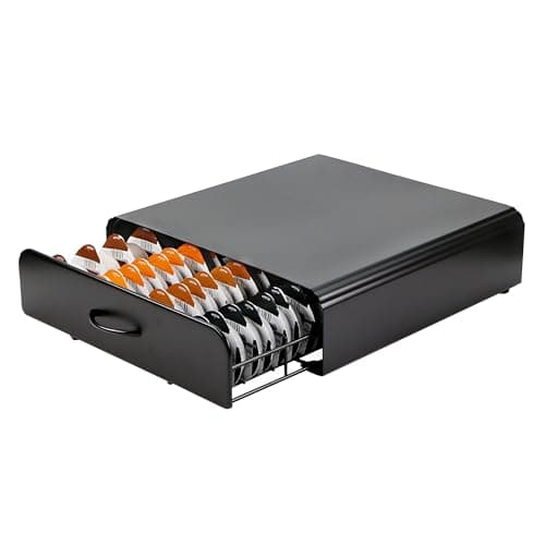 Image of EXZACT Coffee Capsule Drawer, Max Capacity 64 Coffee Pods Storage, Stand, Holder