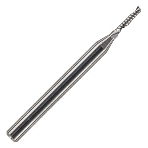 Image of Rennie Tools 2mm x 12mm Flute x 1/4" Shank Solid Carbide Single Flute Spiral Router Cutter Bit End Mill for ACM, Aluminium, PVC, Acrylic and Hard Woods. 2mm Router Bit