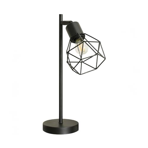Image of ValueLights | Matt Black Metal Table Desk Lamp with Geometric Basket Cage Shade for Living Room Bedroom LED Bulb Included | Shades & Home Improvements Essential