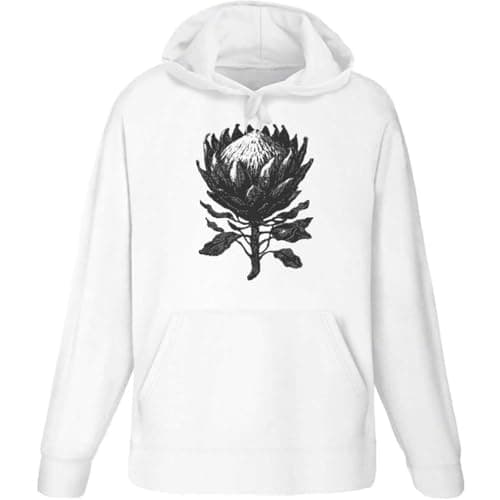 Image of Azeeda Large 'Botanical King Protea Flower' Adult Hoodie/Hooded Sweater (White) (HO00406926)