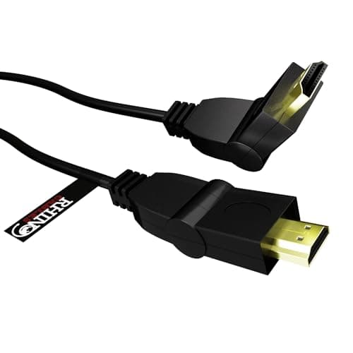 Image of rhinocables Swivel HDMI cable 180 degrees Right Angle or Straight Connector High Speed HD Video with Ethernet for HDTV, DVD, Blu-Ray, Gaming, PC, Laptop, Projectors, Sky, TV Box (1.8m)