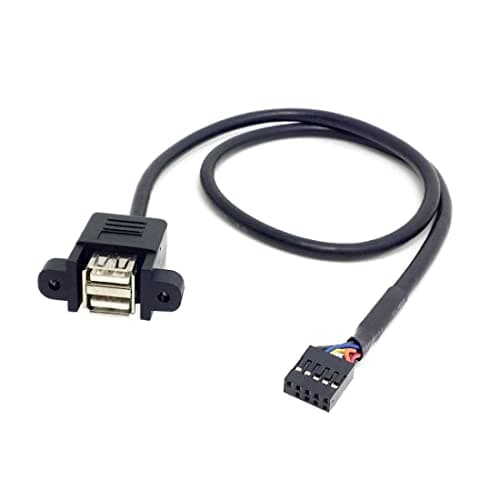 Image of ChenYang 50cm Stackable Dual USB 2.0 A Type Female to Motherboard 9 Pin Header Cable with Screw Panel Holes