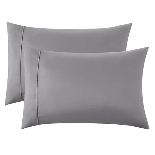 Image of Bedsure Pillow Cases 2 Pack - Brushed Microfiber Pillowcases with Envelope Closure,50x75 cm Pillow Covers for Hair and Skin, Pillowcase Standard Size Set of 2, Gifts for Women, Grey