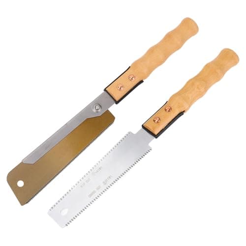 Image of Set of 2 - Japanese Hand Saw 7 Inch & Double Sided Pull Saw 13 Inch, Fine Woodworking Precision Hand Saw Kit, SK5 Carbon Steel Blades & Wood Handles for Carpentry, DIY