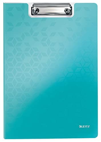 Image of Leitz 41990051 A4 Clipfolder with Cover, Lightweight Polyfoam, WOW Range, Metallic Ice Blue