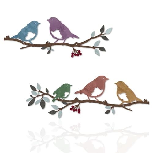 Image of Pduoduo 2pcs Metal Wall Art Bird on Branch,Love Birds on a Branch,Multicolor Metal Bird Silhouette for Living Room Garden Bedroom Office Wall Decor