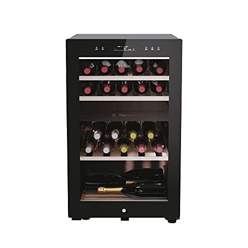 Image of Haier HWS42GDAU1 Freestanding Wine Cooler, 1 door, 42 Bottles, 82cm Tall, Black [Energy Class G]