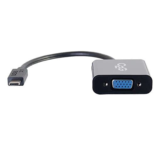 Image of C2G USB C to VGA Adapter for Mac, Lenovo and more, Full HD USB 3.1 USB-C to VGA HD15 Black Adapter