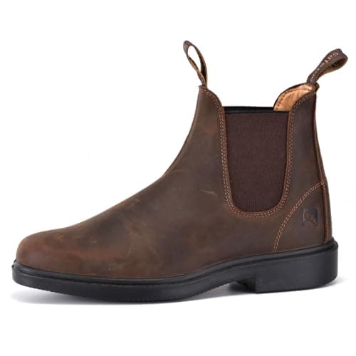 Image of SAFETOE Work Chelsea Boots for Men - 8316 Slip On Soft Toe Nubuck Cow Leather Upper Lamb Skin Lining Mens Free Socks
