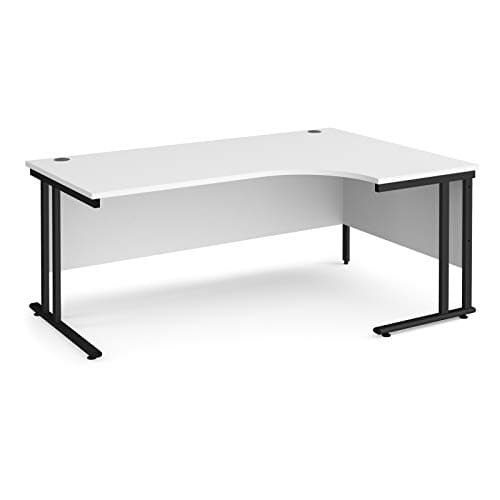 Image of Mr Office Maestro 25 right hand ergonomic desk - black cantilever leg, White, 1800