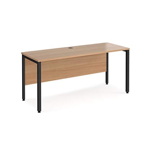 Image of Mr Office Maestro 25 straight desk 600mm deep - black bench leg frame, 1600, Beech