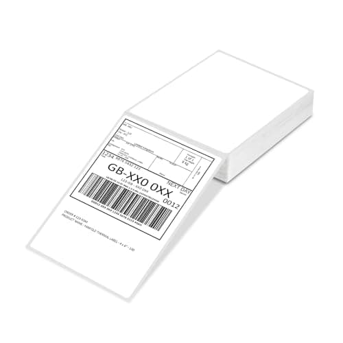 Image of JeeJaan® 100 of Fanfold Thermal Label 4x6 Sticky Labels 100 x 150 mm Self-Adhesive Direct Shipping Labels Works with Zebra TSC Toshiba Citizen Label Printers for Shipping Barcodes Inventory