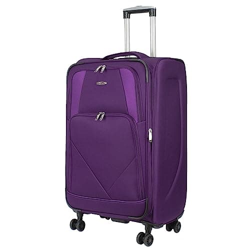 Image of ARIANA® Medium Suitcase Expandable Lightweight Soft Shell Hold Luggage, 4 Wheel Spinner, Combination Lock, Telescopic Handle, Checked Travel Suitcase Medium (Purple)