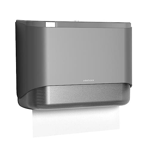 Image of interhasa! Commercial Paper Towel Dispenser Wall Mounted, Hand Towel Dispenser Large Capacity Tissue Box C-Fold Paper Towel Holder for Bathroom Kitchen Restaurants Hotel (Gray)