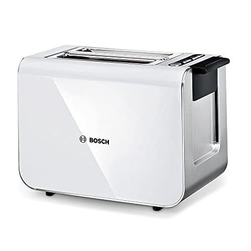 Image of Bosch Styline Compact TAT8611NGB 2 Slot Stainless Steel Toaster with 9 browning levels including defrost and reheat - White