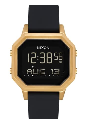 Image of NIXON Siren SS A1211 - Gold/Black - 100m Water Resistant Women's Digital Sport Watch (36mm Watch Face, 18mm-16mm Silicone Band)