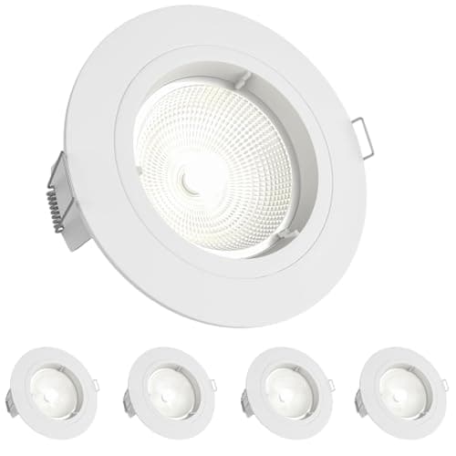 Image of National Lighting Recessed Lighting - Mains Powered LED Spot Lights Downlights for Ceiling - IP20 Rated GU10 Fitting for Halogen or LED - Matt White Finish, Fixed Version – Pack of 4