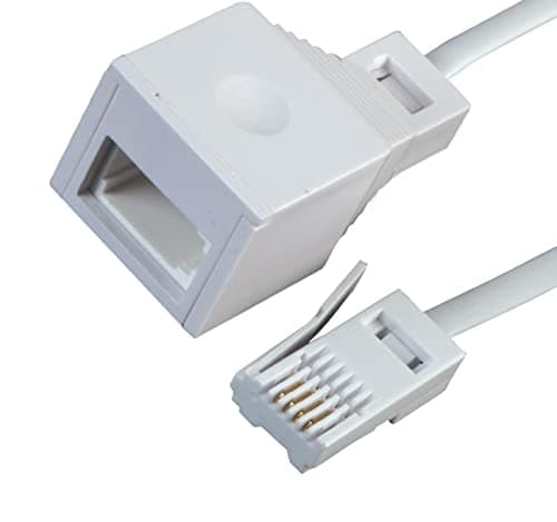 Image of BT Telephone Extension Cable 20m - Relloh White Male to Female Easy Install Extension Cable Stable Signal For BT Landline Home Office Fax Modem