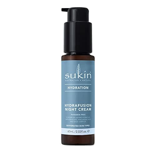 Image of Sukin Hydration Hydrafusion Night Cream for Dehydrated Skin, Hydrate with Sea Algae, hyaluronic Acid, Maize Complex, Vegan safe Cream, Carbon Neutral, 99% Natural Oils, 60ml