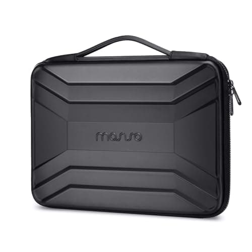 Image of MOSISO 13-14 inch Laptop Hard Case, 13.3 inch Waterproof Shockproof Computer Bag for MacBook Pro/Air/Neo HP Dell Asus, Symmetrical Trapezoid EVA Carrying Laptop Sleeve Hard Shell Handle, Black