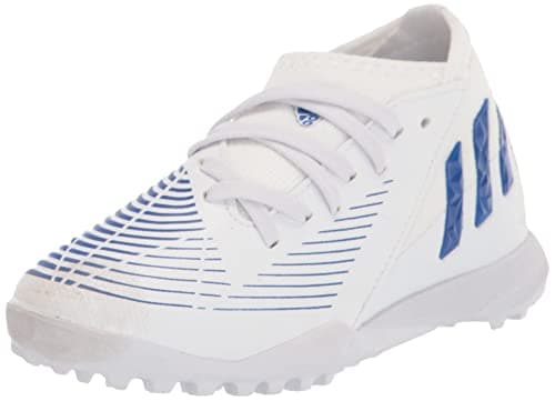 Image of Adidas Unisex Predator Edge.3 Indoor Soccer Shoe - Kids Soccer Cleat, White/Blue/White, 6 Big Kid
