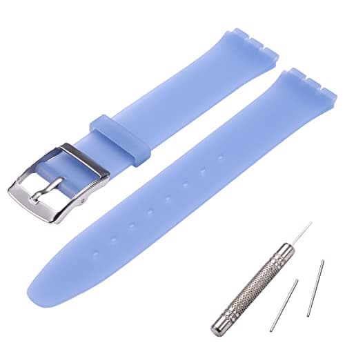 Image of MCXGL silicone replacement strap ultra-thin ladies watch band compatible with swatch skin series no second watch (16mm) (Dark Blue)