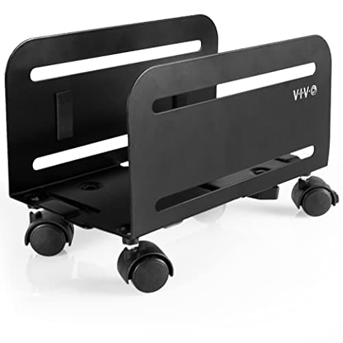 Image of VIVO Computer Tower Desktop ATX-Case, CPU Steel Rolling Stand, 4.7 to 8.2 inch Wide Adjustable Mobile Cart Holder with Locking Caster Wheels, Gaming PC Holder, Black, CART-PC01…