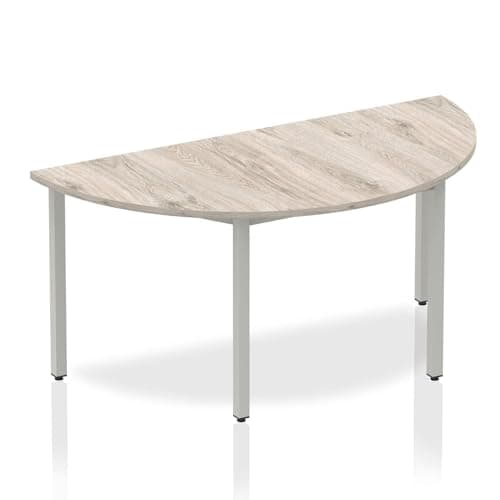 Image of OPO Impulse Freestanding 1600mm Semi-Circle Table Box Frame Leg | Sturdy Build Weather & Heat Resistant Melamine Finish Meeting Table Grey Oak 1600