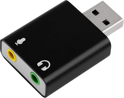 Image of USB to AUX Audio Adapter USB Sound Card, External Sound Card with 3.5mm Jack for Headphones & Mic, Plug & Play Stereo Converter for PC, Mac, PS5, Steam Deck, Laptop DJ Mixer