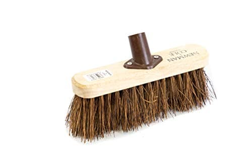 Image of Newman and Cole 10" Wooden Broom Head with Stiff Natural Hard Bristle - Replacement Broom Head for Outdoor Garden Yard Brush Sweeping with Fitted Fixing Bracket Connector (10" Stiff Natural Bassine)