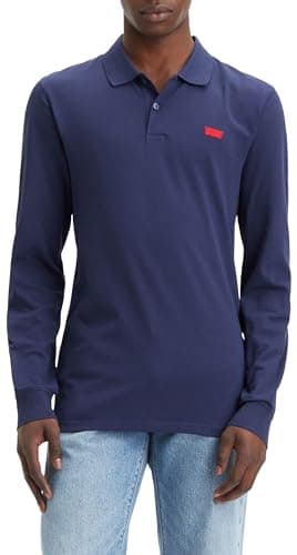 Image of Levi's Men's Long-Sleeve Slim Housemark Polo Shirt, Naval Academy, L