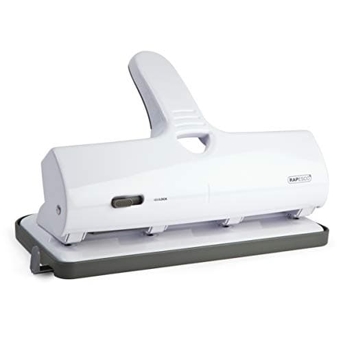 Image of Rapesco 1324 Heavy Duty ALU 40 Metal 4-Hole Punch, 40 Sheet Capacity, White