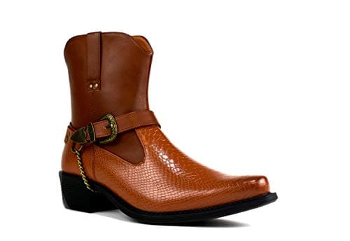 Image of Cuban Heel Smart Chain Buckle New Men Boot UK Size 6-12 (EU 43, Tan)