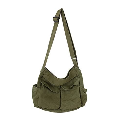 Image of DKIIL NOIYB Canvas Messenger Bag Crossbody Purse for Women Men Large Satchel Shoulder Bag Hobo Purse with Adjustable Strap for Travel Daily Use