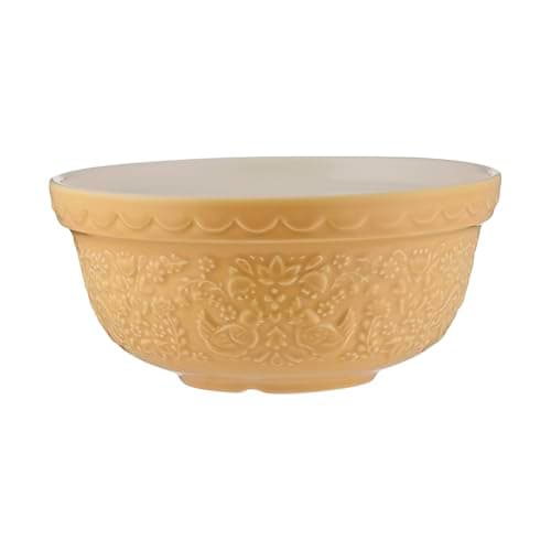 Image of Mason Cash Home to Roost Mixing Bowl 21cm | 1.1 Litre Earthenware Bowl with Embossed Hen & Cockerel Design – Ideal for Smaller Batches of Dough, Pastry & Cake | Dishwasher Safe