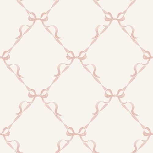 Image of Holden Storybook Tied with a Bow Cute Minimalistic Kids Wallpaper Perfect for Children's Bedrooms, Nurseries, Playrooms Baby Girls' Wallcovering Cream/Pink (14032)