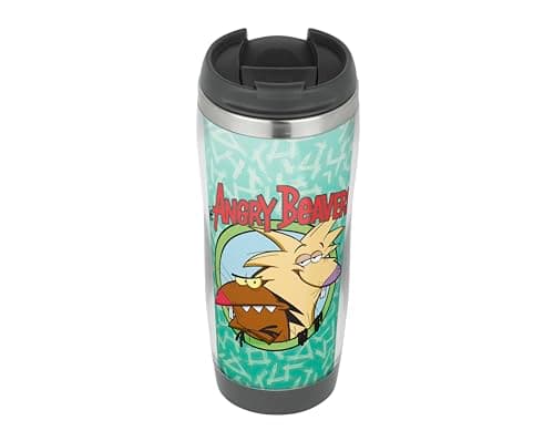 Image of MUGMART The Angry Beavers 90s - Travel Mug, Thermal Insulated Cup for Hot and Cold Beverages Drinks - Retro Animated TV Gift for Kids & Adults