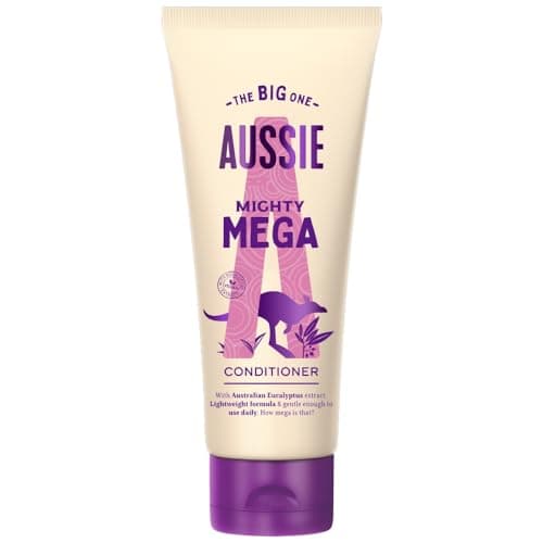 Image of Aussie Mighty Mega Conditioner, Lightweight & Gentle Vegan Formula, Daily Dose of Dazzle For Super Soft & Shiny Hair, With Eucalyptus Extract, Cruelty Free, Recyclable Bottle, 350ml