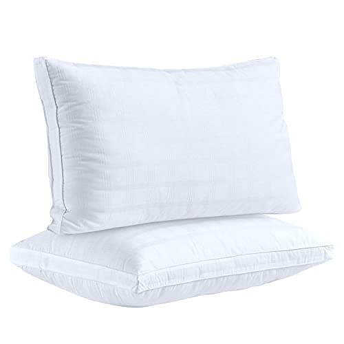 Image of D & G THE DUCK AND GOOSE CO Premium Hotel Quality Pillows – Luxury Down Alternative White Microfiber, Hypoallergenic, 100% Cotton with Elegant Design (48x74 cm /19x29 inches, Pack of 2​