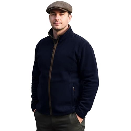Image of Game Mens Stanton Country Fleece Jacket | Hunting Fishing Shooting Casual Coat Navy