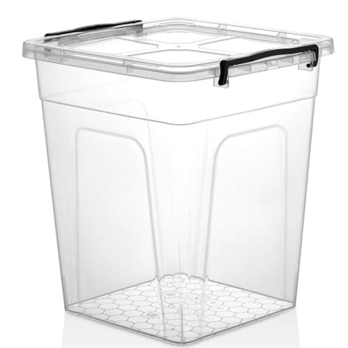 Image of Easy Shopping® Clear Plastic Deep Storage Box with Locking Lid Food Grade Container Ideal for Kitchen, Home, Office, Travel & More Stackable, Multiple Sizes (30 Litre)