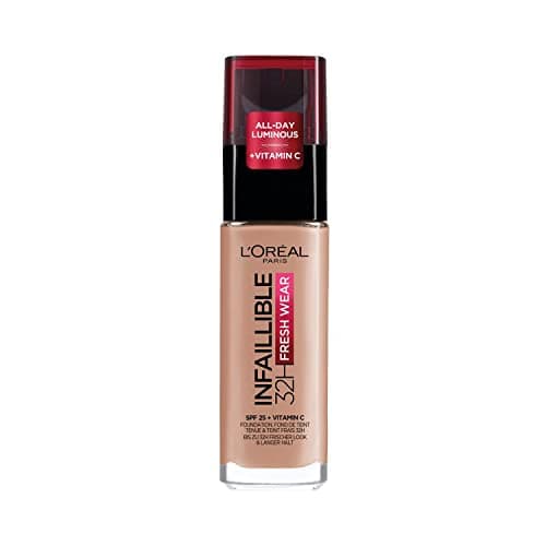 Image of L'Oréal Paris Liquid Foundation, Full Coverage, Lasting Wear, With Vitamin C and SPF 25, Infallible 32H Fresh Wear, 60 Rose Ivory