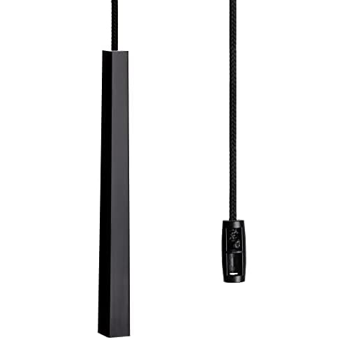 Image of Black Light Pull Cord, String and Handle. Slimline, Subtle Cube Minimalist Design. Choice of Cord Colour. (Jet Black Cord)